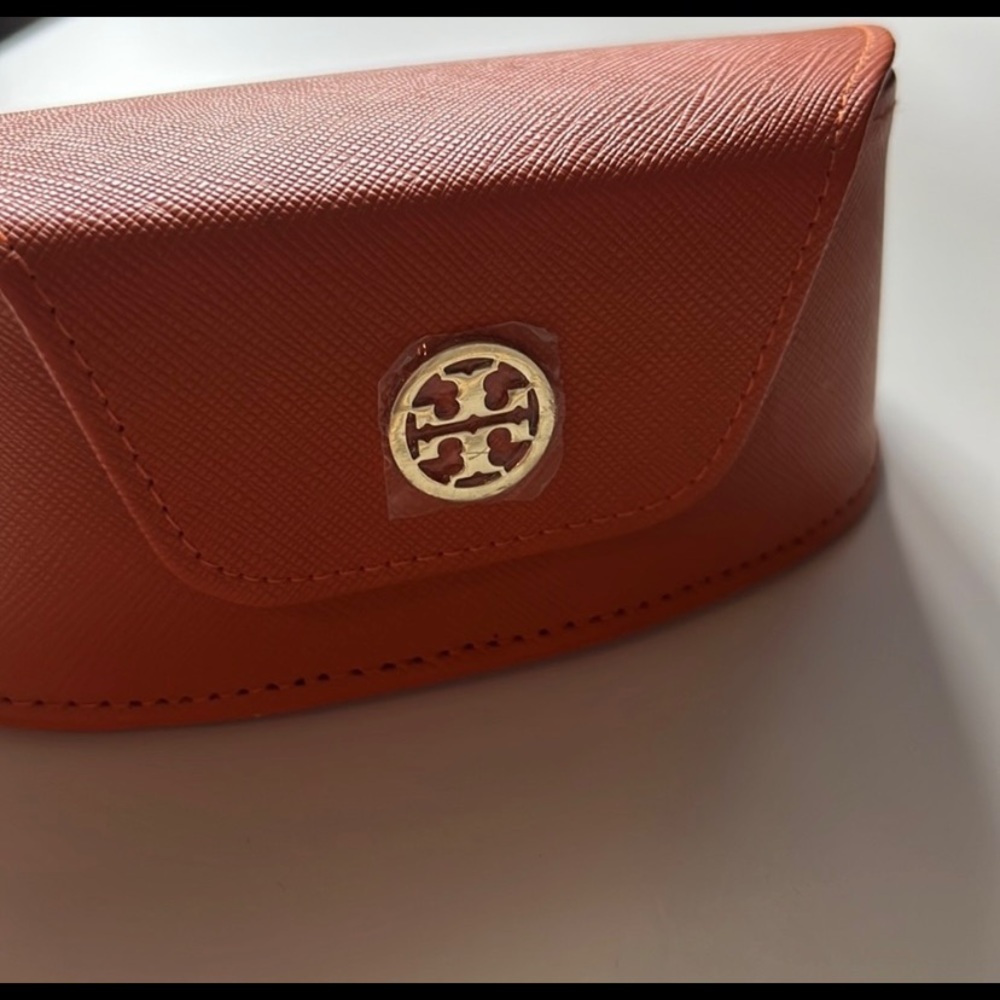 Tory Burch Orange Saffiano Leather Sunglasses Case